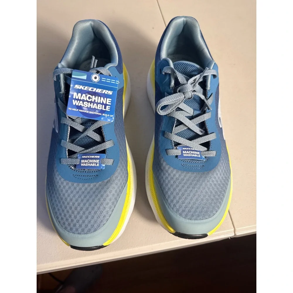 Skechers Mens GOrun Max Cushioning Blue Yellow Sneakers 220063 Sz 11.5